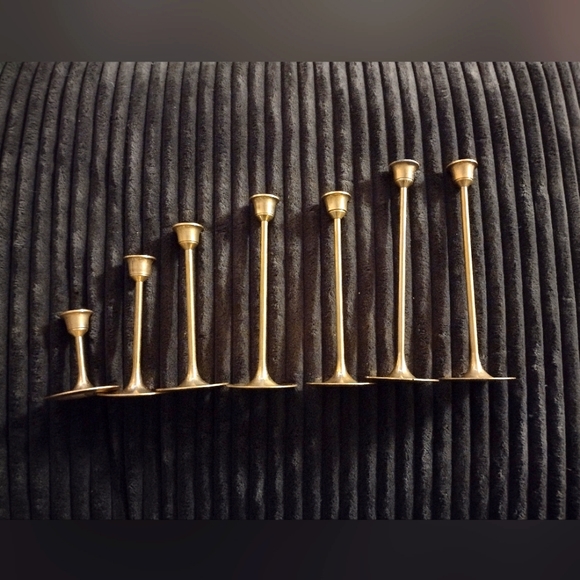 Accents 7 Vintage Midcentury Style Brass Candlesticks With Original